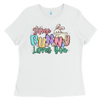 White some bunny loves you easter Ladies Tee - MaliasSmallBusiness