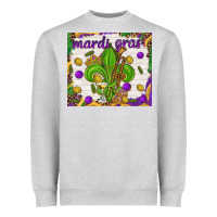 Heather Grey Mardi Gras Fleur De Lis tumbler Heavyweight Sweatshirt - HowdyJamesFarm