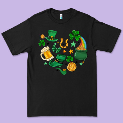 St. Patrick Heart Doodle Premium Tee Designed By Maliassmallbusiness