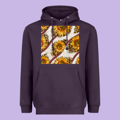 Baseball Sunflowers And Leopard Seamless Pattern Heavyweight Hoodie Designed By Bundleandbundleshop