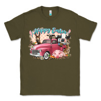 Army Green Happy Easter truck with Easter farm animals Classic Tee - LillyAllenDesigns