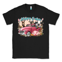 Black Happy Easter truck with Easter farm animals Classic Tee - LillyAllenDesigns