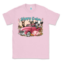 Bubblegum Pink Happy Easter truck with Easter farm animals Classic Tee - LillyAllenDesigns
