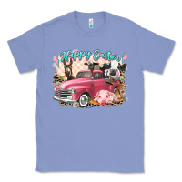 Colony Blue Happy Easter truck with Easter farm animals Classic Tee - LillyAllenDesigns