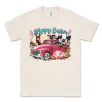 Natural Happy Easter truck with Easter farm animals Classic Tee - LillyAllenDesigns
