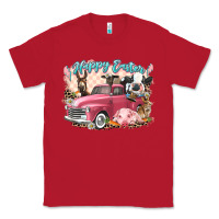 Red Happy Easter truck with Easter farm animals Classic Tee - LillyAllenDesigns