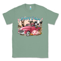 Sage Happy Easter truck with Easter farm animals Classic Tee - LillyAllenDesigns