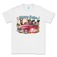 White Happy Easter truck with Easter farm animals Classic Tee - LillyAllenDesigns