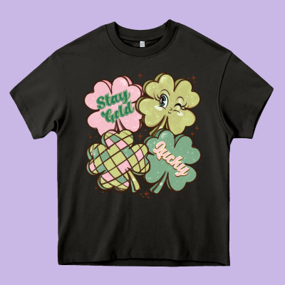 St Patricks Day Clover Heavy Core Tee Designed By Maliassmallbusiness