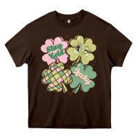 Chocolate Brown st patricks day clover Heavy Core Tee - MaliasSmallBusiness