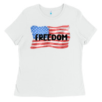 White freedom usa Ladies Tee - MaliasSmallBusiness