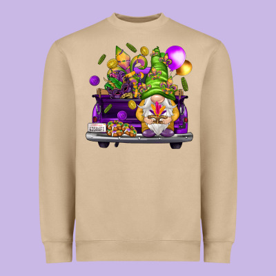Mardi Gras Gnome On The Truck Heavyweight Sweatshirt Designed By Howdyjamesfarm