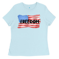 Baby Blue freedom usa Ladies Tee - MaliasSmallBusiness