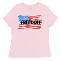 Bubblegum Pink freedom usa Ladies Tee - MaliasSmallBusiness
