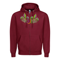 Burgundy skeleton hands mardi gras Zipper Hoodie - OliviaCreatesArt