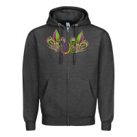 Charcoal Heather skeleton hands mardi gras Zipper Hoodie - OliviaCreatesArt