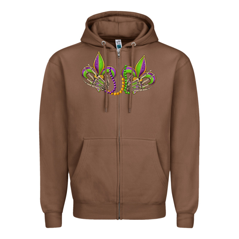 Skeleton Hands Mardi Gras Zipper Hoodie by OliviaCreatesArt | Teevron