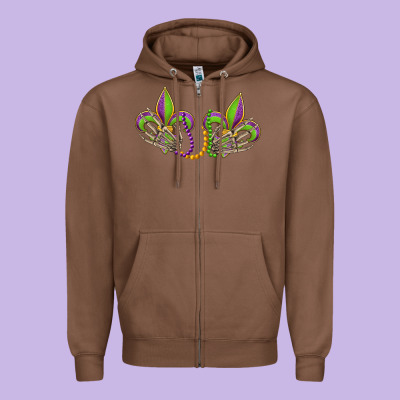 Skeleton Hands Mardi Gras Zipper Hoodie Designed By Oliviacreatesart