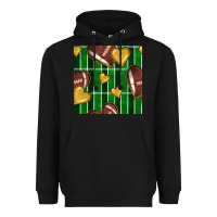 Black american football field and hearts seamless pattern Heavyweight Hoodie - BundleAndBundleShop
