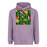 Lavender american football field and hearts seamless pattern Heavyweight Hoodie - BundleAndBundleShop
