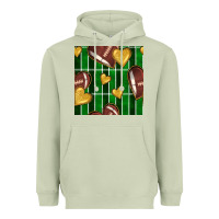 Matcha american football field and hearts seamless pattern Heavyweight Hoodie - BundleAndBundleShop