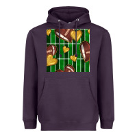 Plum american football field and hearts seamless pattern Heavyweight Hoodie - BundleAndBundleShop