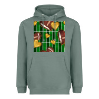 Sage american football field and hearts seamless pattern Heavyweight Hoodie - BundleAndBundleShop