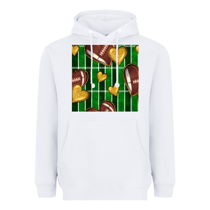 American Football Field And Hearts Seamless Pattern Heavyweight Hoodie by BundleAndBundleShop | Teevron