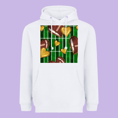 American Football Field And Hearts Seamless Pattern Heavyweight Hoodie Designed By Bundleandbundleshop