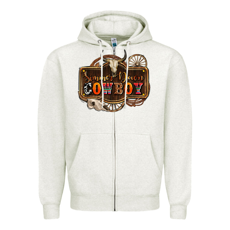 Simmer Down Cowboy Olivia Zipper Hoodie by OliviaCreatesArt | Teevron