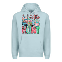 Blue Mist Easter gnomes on the hunt Premium Hoodie - OliviaCreatesArt