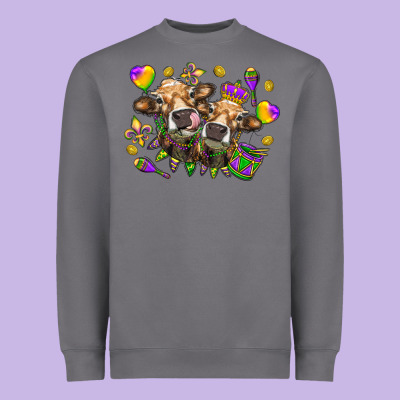 Mardi Gras Heifers Heavyweight Sweatshirt Designed By Howdyjamesfarm
