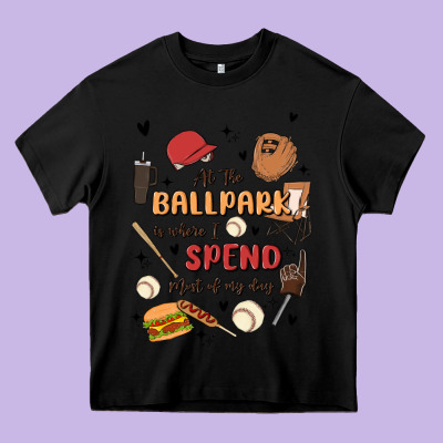 At The Ballpark Is Where I Spend Most Of My Day Heavy Core Tee Designed By Maliassmallbusiness