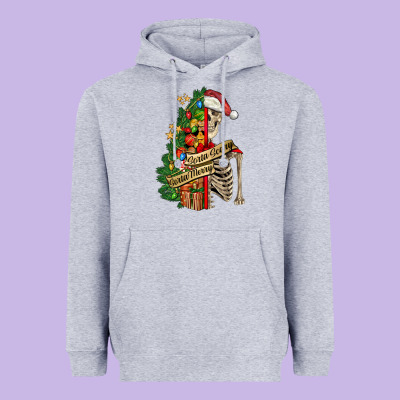 Sorta Merry Sorta Scary Skeleton Heavyweight Hoodie Designed By Fadigitalartstudio