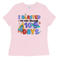 Bubblegum Pink i blasted my way through 100 days Ladies Tee - MaliasSmallBusiness