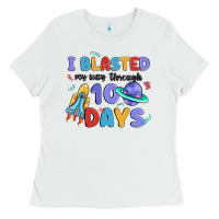 White i blasted my way through 100 days Ladies Tee - MaliasSmallBusiness