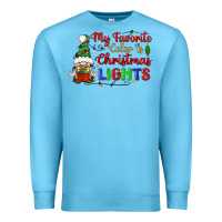 Ocean Blue my favorite color is christmas lights Premium Sweatshirt - BundleAndBundleShop