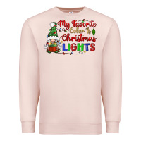 Pale Pink my favorite color is christmas lights Premium Sweatshirt - BundleAndBundleShop