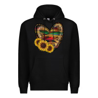 Black Sunflower Fall Heart Premium Hoodie - RanaPortraitStore