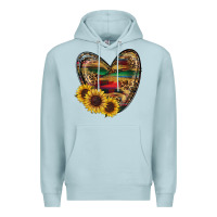 Blue Mist Sunflower Fall Heart Premium Hoodie - RanaPortraitStore