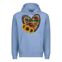Colony Blue Sunflower Fall Heart Premium Hoodie - RanaPortraitStore