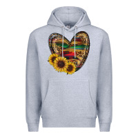 Heather Grey Sunflower Fall Heart Premium Hoodie - RanaPortraitStore