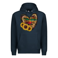 Navy Sunflower Fall Heart Premium Hoodie - RanaPortraitStore