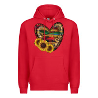 Red Sunflower Fall Heart Premium Hoodie - RanaPortraitStore