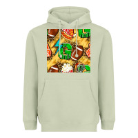 Matcha american football go with thunder and leopard  seamless pattern Heavyweight Hoodie - BundleAndBundleShop
