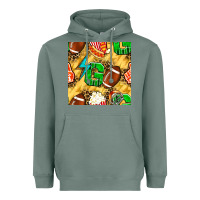 Sage american football go with thunder and leopard  seamless pattern Heavyweight Hoodie - BundleAndBundleShop