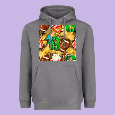 American Football Go With Thunder And Leopard  Seamless Pattern Heavyweight Hoodie Designed By Bundleandbundleshop