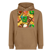 Toasted Coconut american football go with thunder and leopard  seamless pattern Heavyweight Hoodie - BundleAndBundleShop