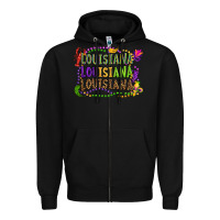 Black louisiana louisiana louisiana mardi gras Zipper Hoodie - OliviaCreatesArt