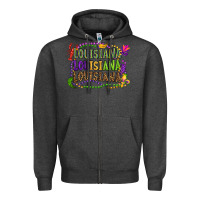 Charcoal Heather louisiana louisiana louisiana mardi gras Zipper Hoodie - OliviaCreatesArt